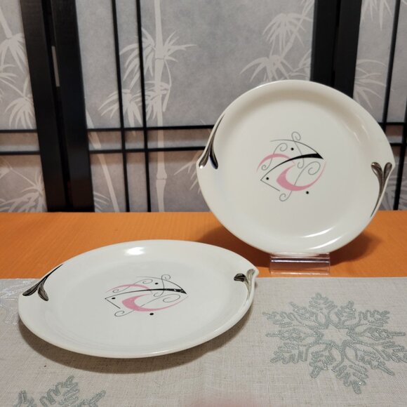 Atomic MCM FLAIR Serving Plates - 9" across - Louis Gordon England - Set of 2 - Picture 1 of 5